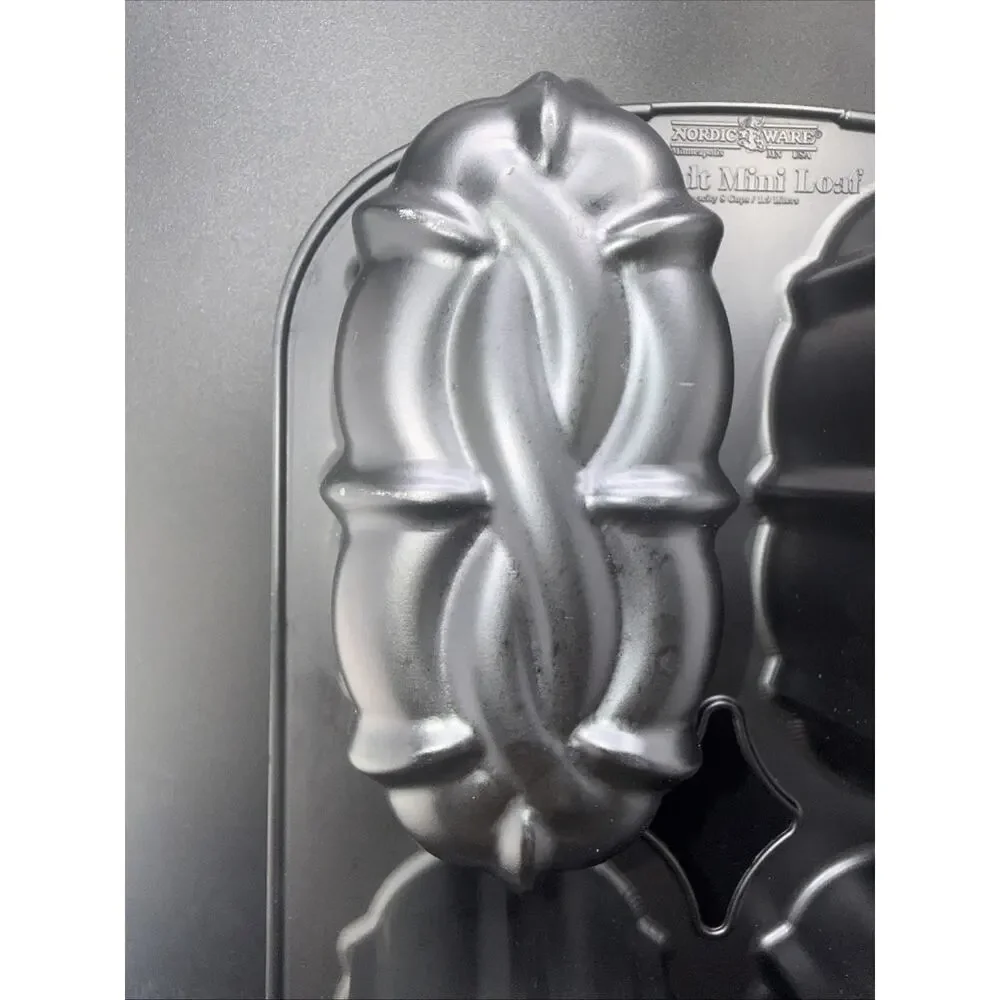 Nordic Ware Celtic Knot Mini Loaf Pan Cast Aluminum Nonstick Made in USA